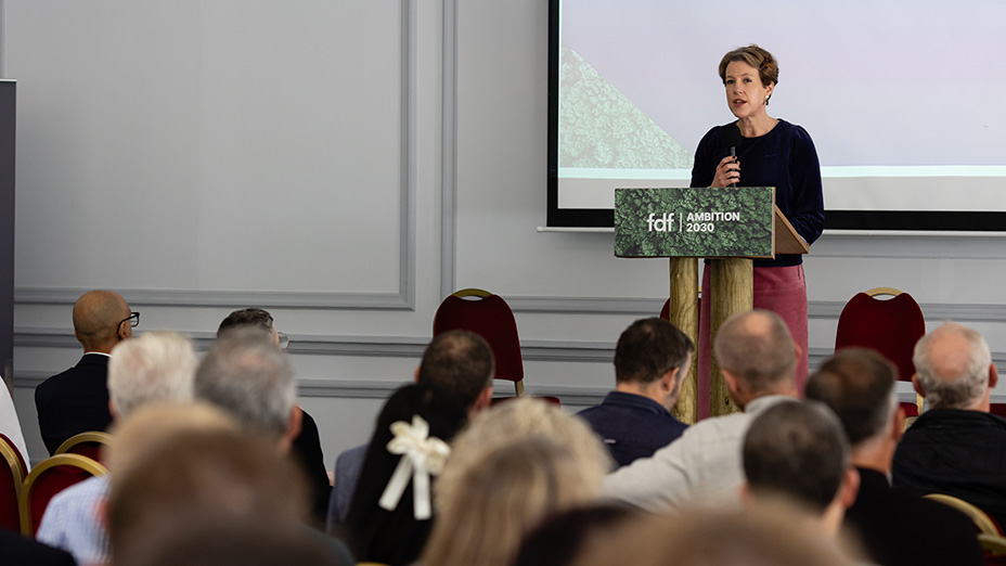 FDF CEO Karen Betts speaking at FDF event