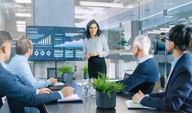 business woman gives report presentation